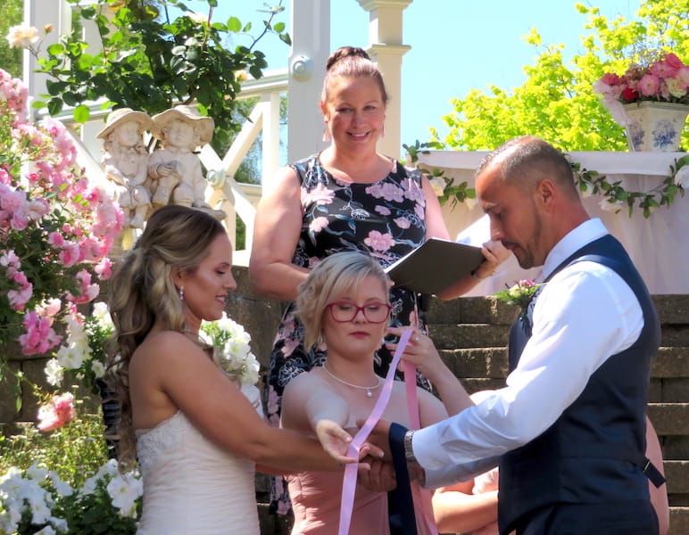 Nicole and Robert Taylor on their wedding day at Rendezvous Experience, One Tree Hill