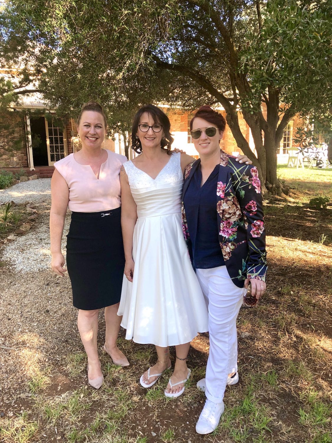 Kylie Turner and Erin Muldoon on their wedding day at Greentree Hill, Uleybury