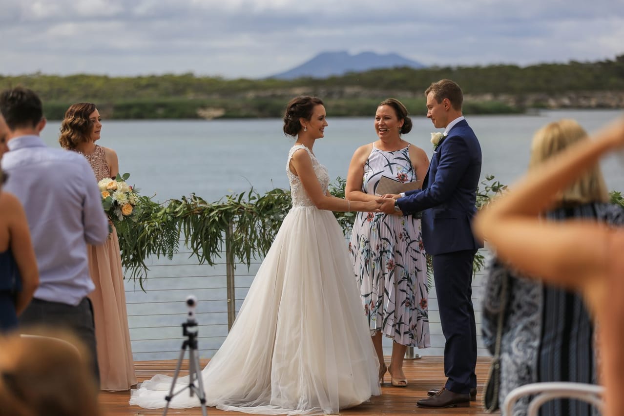 Susanne and Sam Nicholls on their wedding day in Coffin Bay