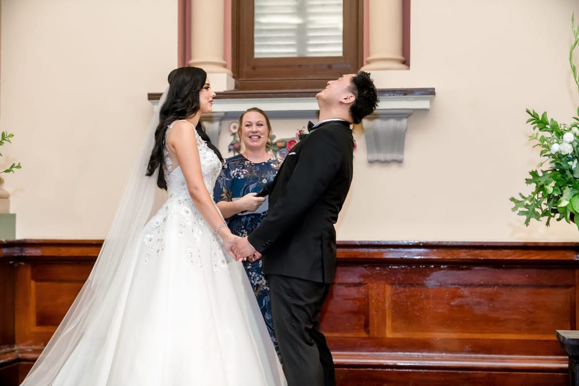Jason Ng and Adriana Manitaras on their wedding day at Adelaide Town Hall (photo 2 of 2)